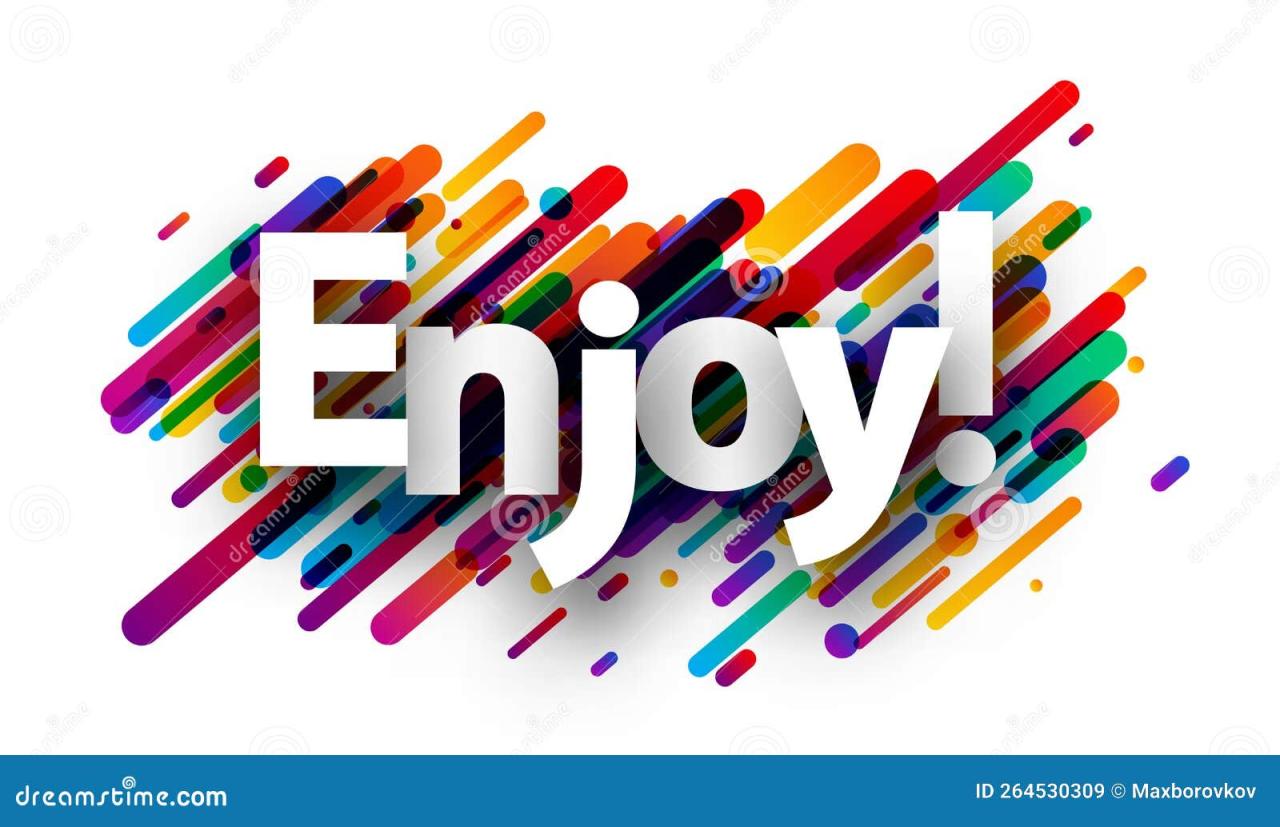Enjoy Sign Over Colorful Brush Strokes Background Stock Vector ...